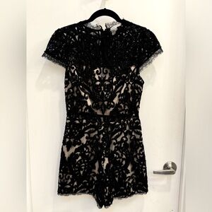 Alice & Olivia formal black lace sequin beaded jumpsuit Size 6